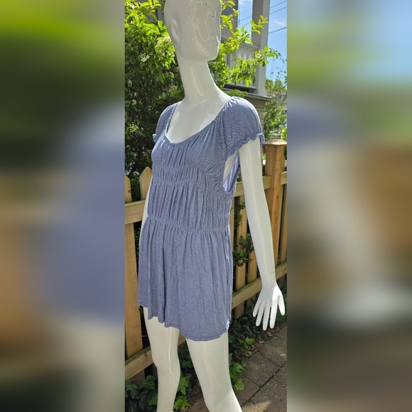 Pretty  boho Pennington Blue Summer Top with ruching 95% viscose 3XL - Picture 14 of 16